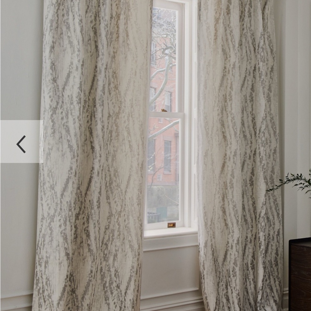 2 West Elm Textured Silver Cream White Curtain Panels 108’